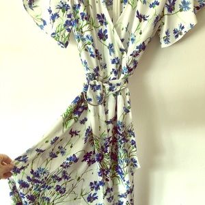 Wrap style floral print dress